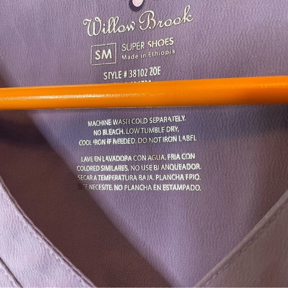 Willowbrook purple 2 pocket short sleeve scrub top women’s size small - Picture 6 of 10